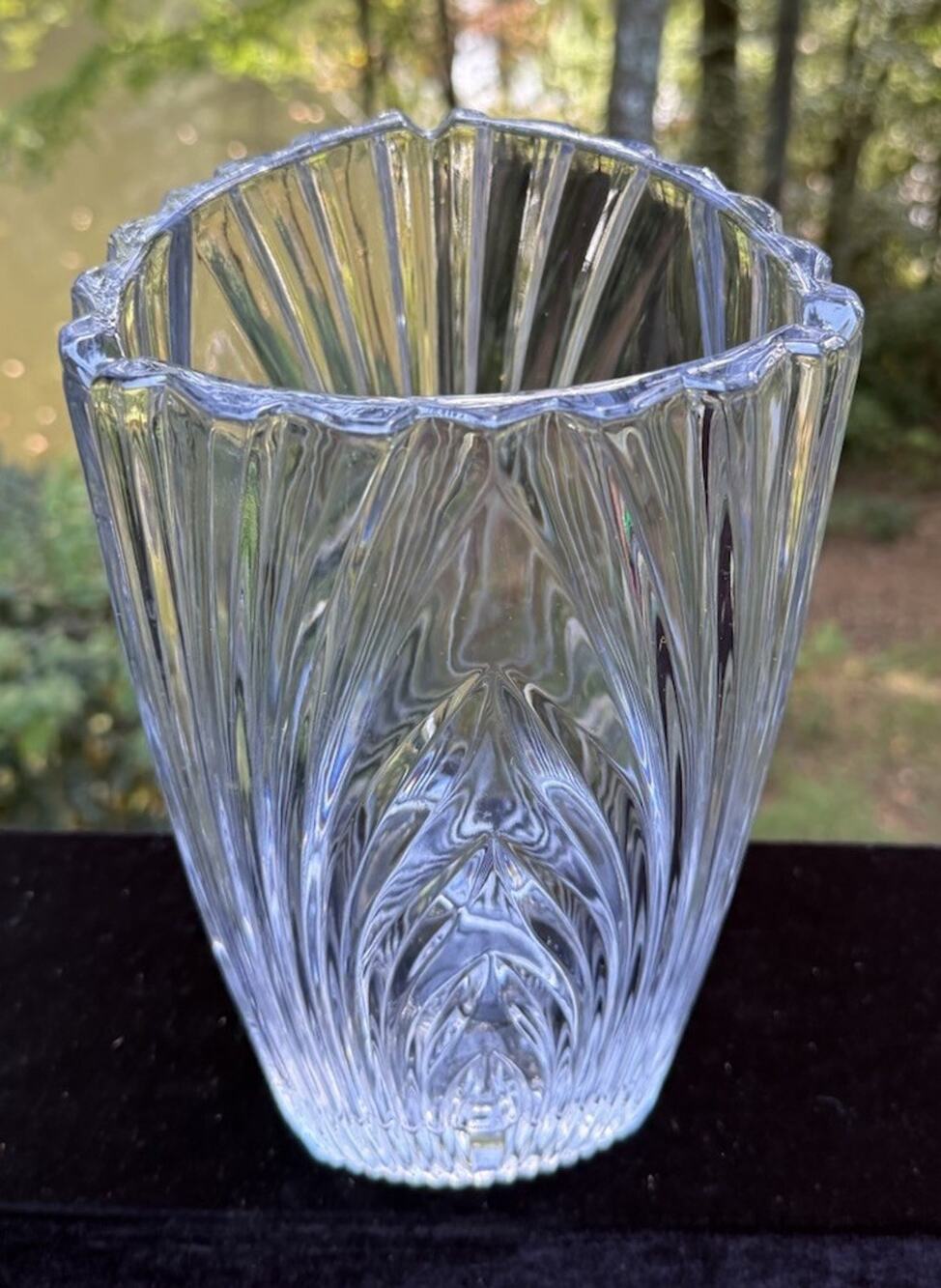 Vintage Lead Crystal Clear Triangular 10.5” Tall Vase Heavy! Mikasa